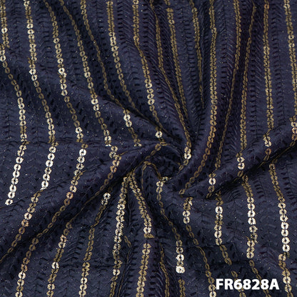 Embroidered Sequins Uppada Silk Fabric-Fr6828