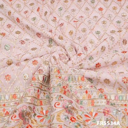 Embroidered Sequins Georgette Fabric-FR5534