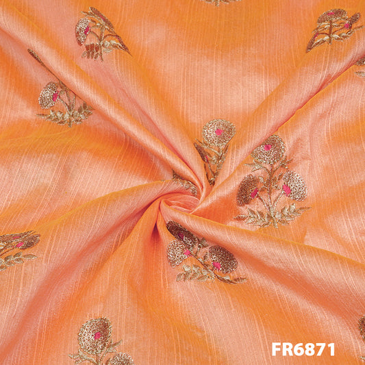 Zari Sequins Raw Silk Fabric-Fr6871