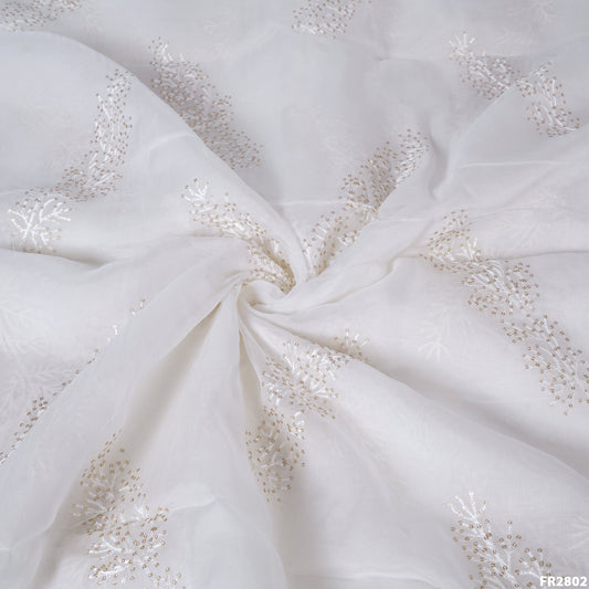 Embroidered Sequins Opara Silk Fabric - FR2802