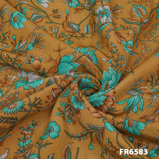 Printed Pure Silk Crepe Fabric-FR6583