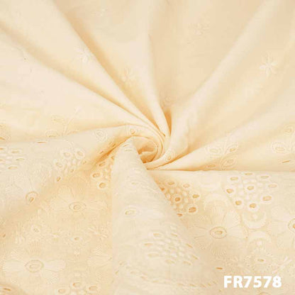 Embroidered Cut Work Cotton Fabric-Fr7578