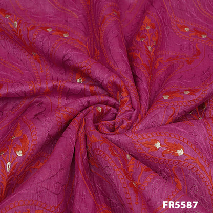 Embroidered Pure Silk Fabric-5587