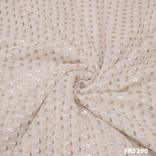 Dyeable Chikankari Sequins Georgette Fabric-FR5290