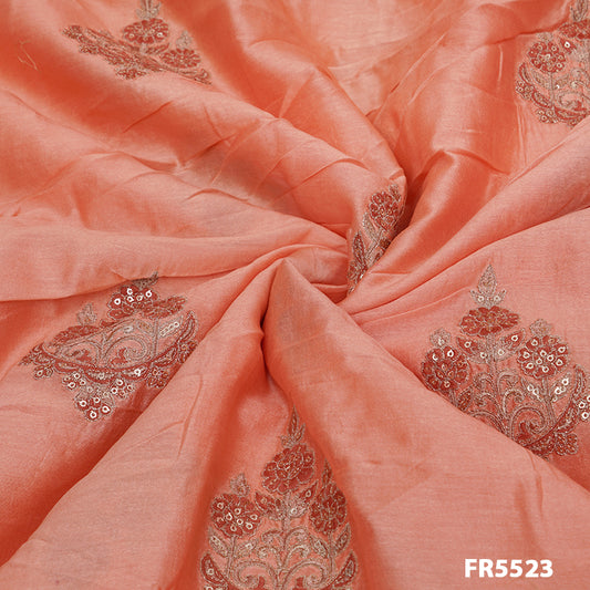 Embroidered Sequins Chanderi Silk Fabric-FR5523