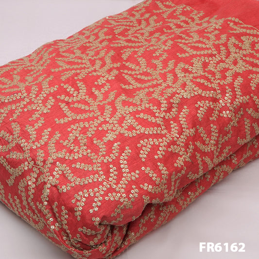Embroidered Sequins Dupion Silk Fabric-FR6162