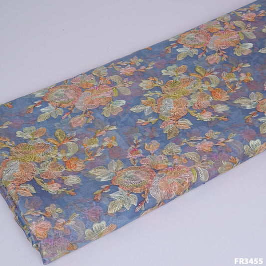 Embroidered Pure Organza Fabric-FR3455