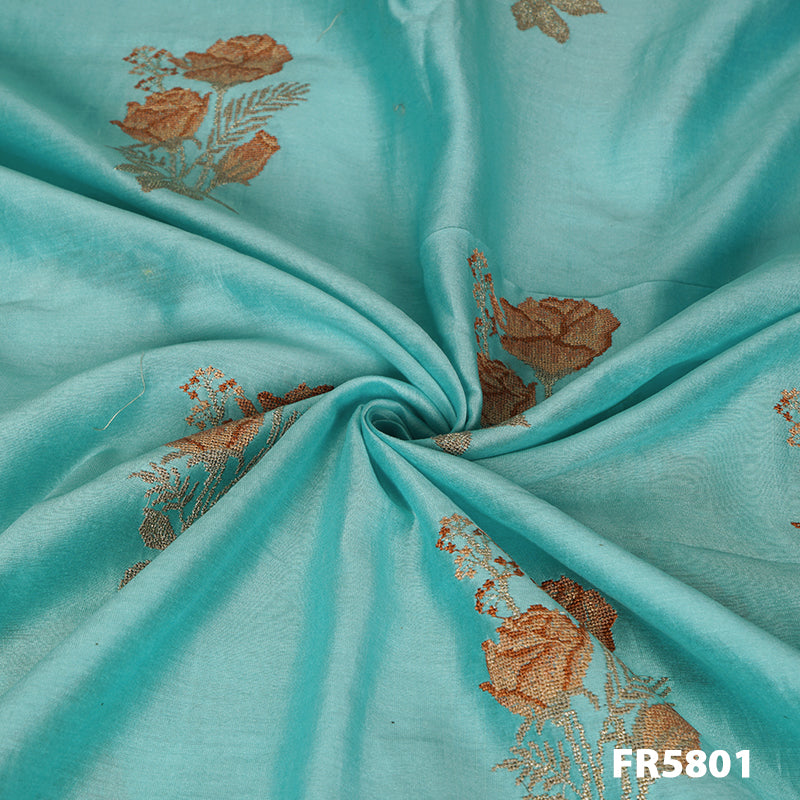 Embroidered Zari Cross Stitch Chanderi Fabric-FR5801