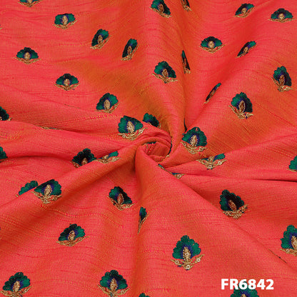 Embroidered Dupion Silk Fabric FR6842