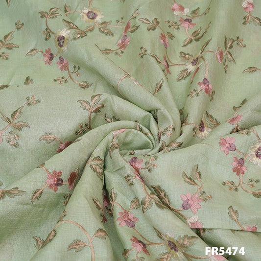 Embroidered Pure Silk Fabric-FR5474