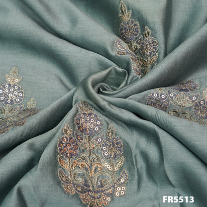 Embroidered Sequins Chanderi Fabric-FR5513
