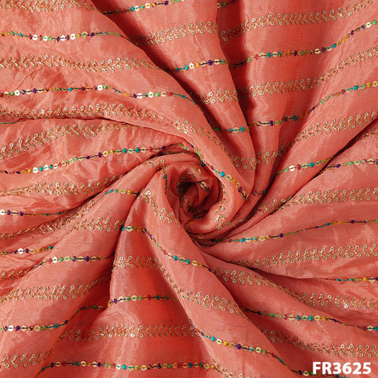 Embroidered Chinnon Chiffon Fabric-FR3625
