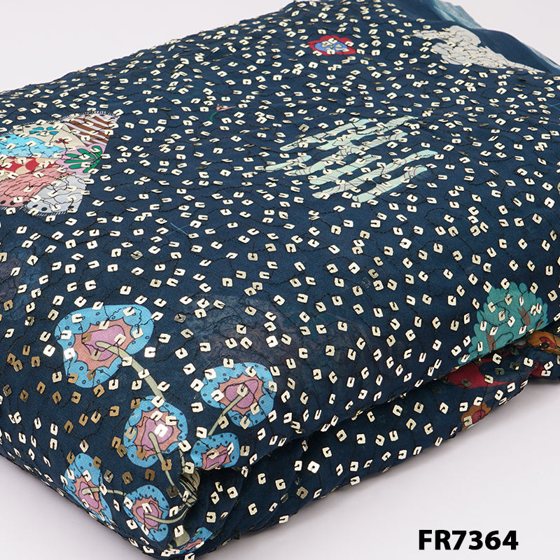 Printed Sequins Pure Viscose Georgette Fabric-Fr7364