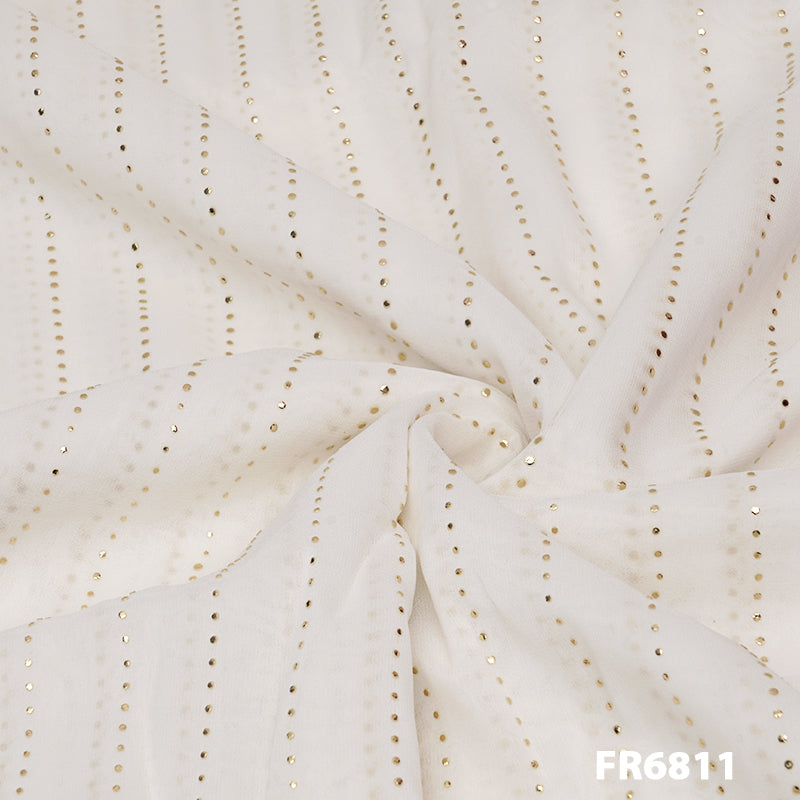 Dyeable Mukaish Georgette  Fabric-FR6811