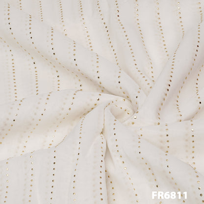 Dyeable Mukaish Georgette  Fabric-FR6811