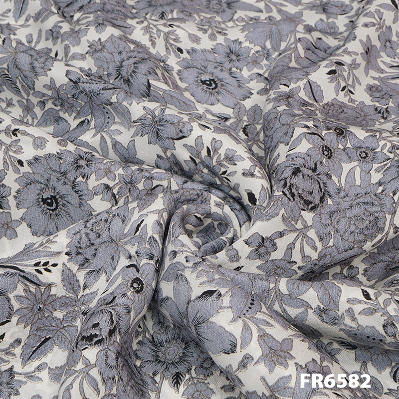 Printed Pure Silk Crepe Fabric-FR6582