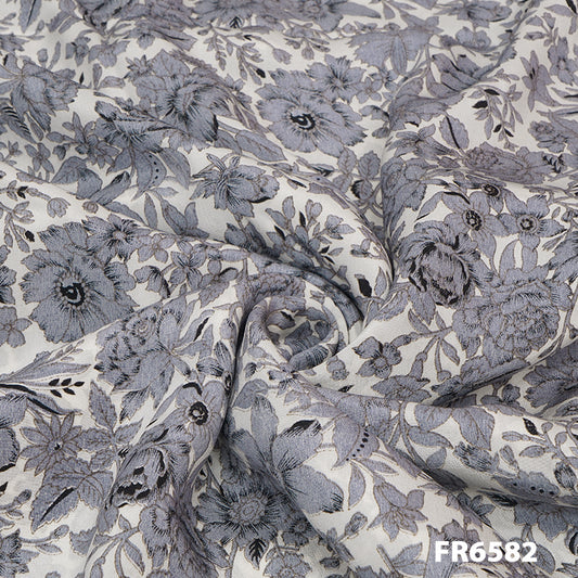 Printed Pure Silk Crepe Fabric-FR6582