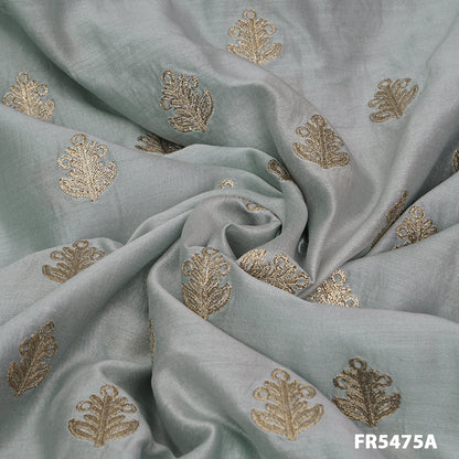 Embroidered  Pure Silk Chanderi Fabric-FR5475