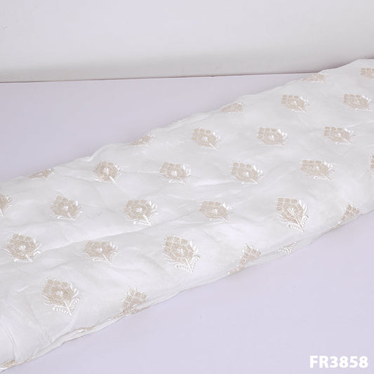 Dyeable Sequins Embroidered Chinnon Chiffon Fabric - FR3858