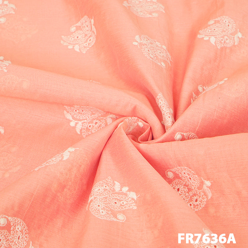 Embroidered Chanderi Fabric-FR7636