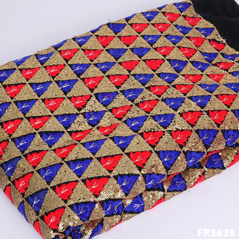 Embroidered Sequins Georgette Fabric-FR3628