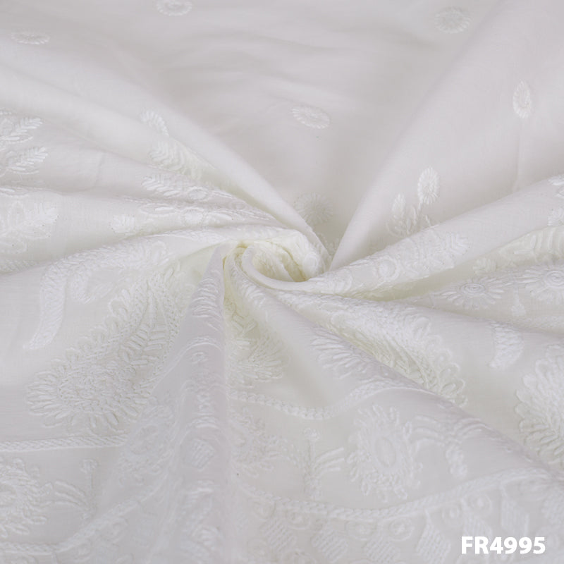 Dyeable Embroidered Cotton Fabric-FR4995