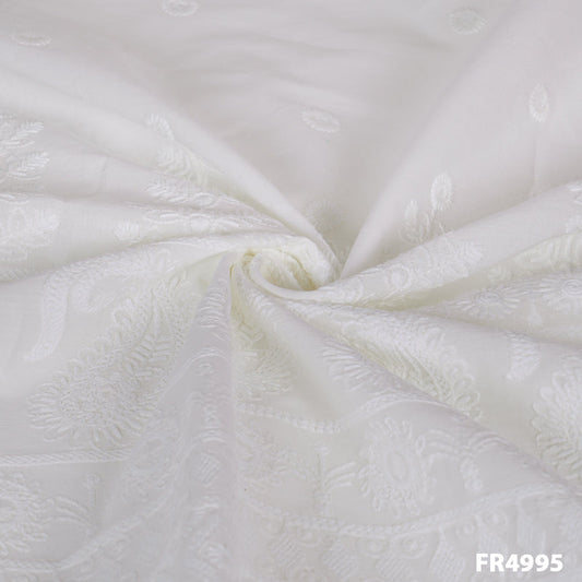 Dyeable Embroidered Cotton Fabric-FR4995
