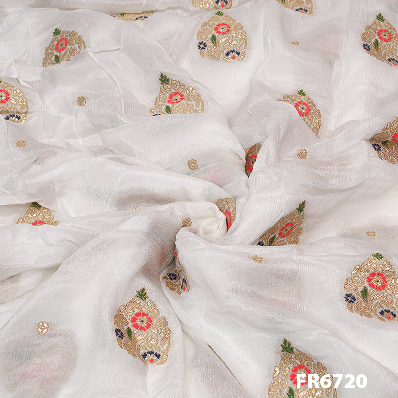 Dyeable Zari Chinon Chiffon Fabric-FR6720