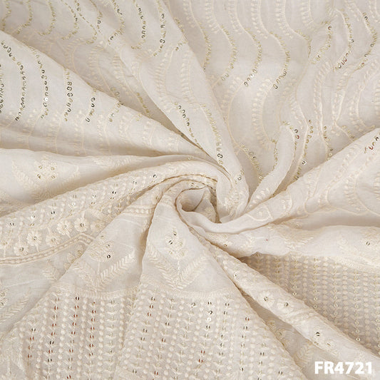 Dyeable Chickankari Georgette Fabric - FR4721