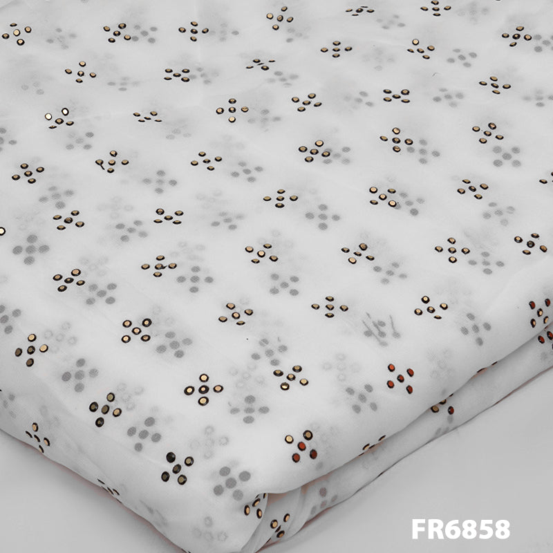 Dyeable Pasted Mukaish Georgette Fabric-FR6858