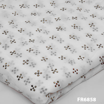 Dyeable Pasted Mukaish Georgette Fabric-FR6858