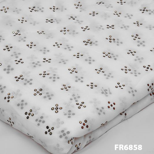 Dyeable Pasted Mukaish Georgette Fabric-FR6858