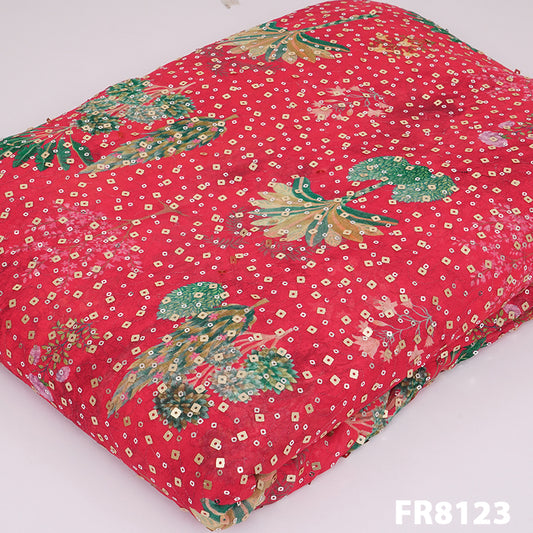 Sequins Printed Georgette Fabric-FR8123