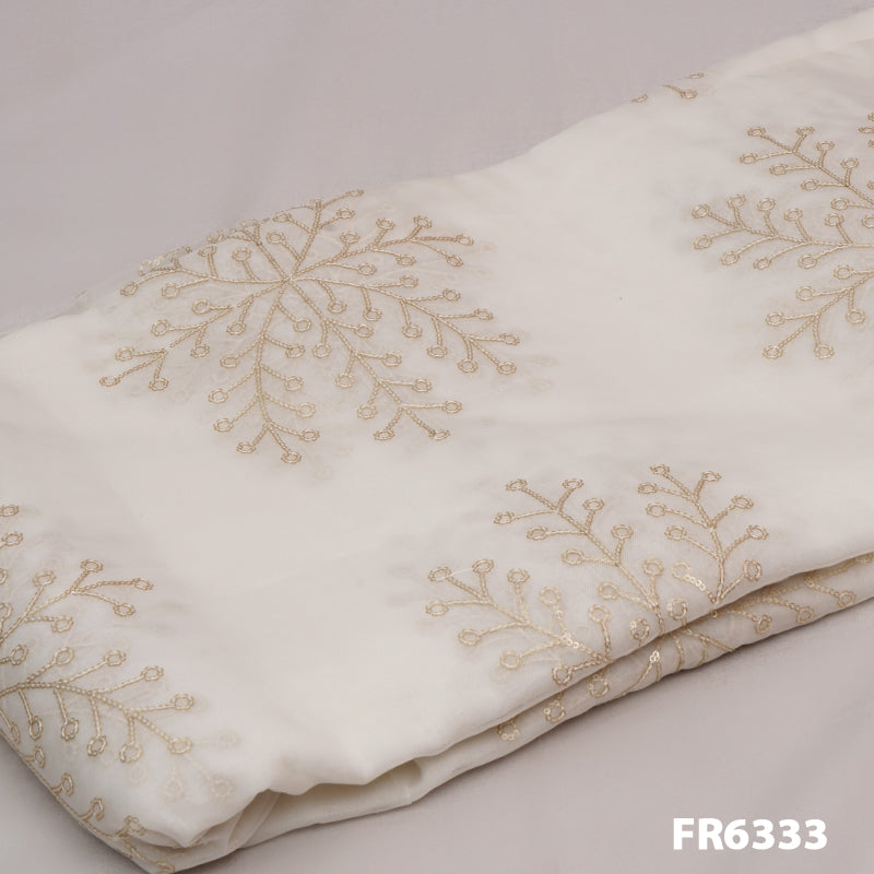 Embroidered Sequins Organza Fabric-FR6333