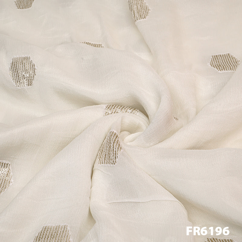 Dyeable Embroidered Sequins Chinon Chiffon Fabric-FR6196