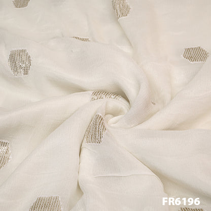 Dyeable Embroidered Sequins Chinon Chiffon Fabric-FR6196