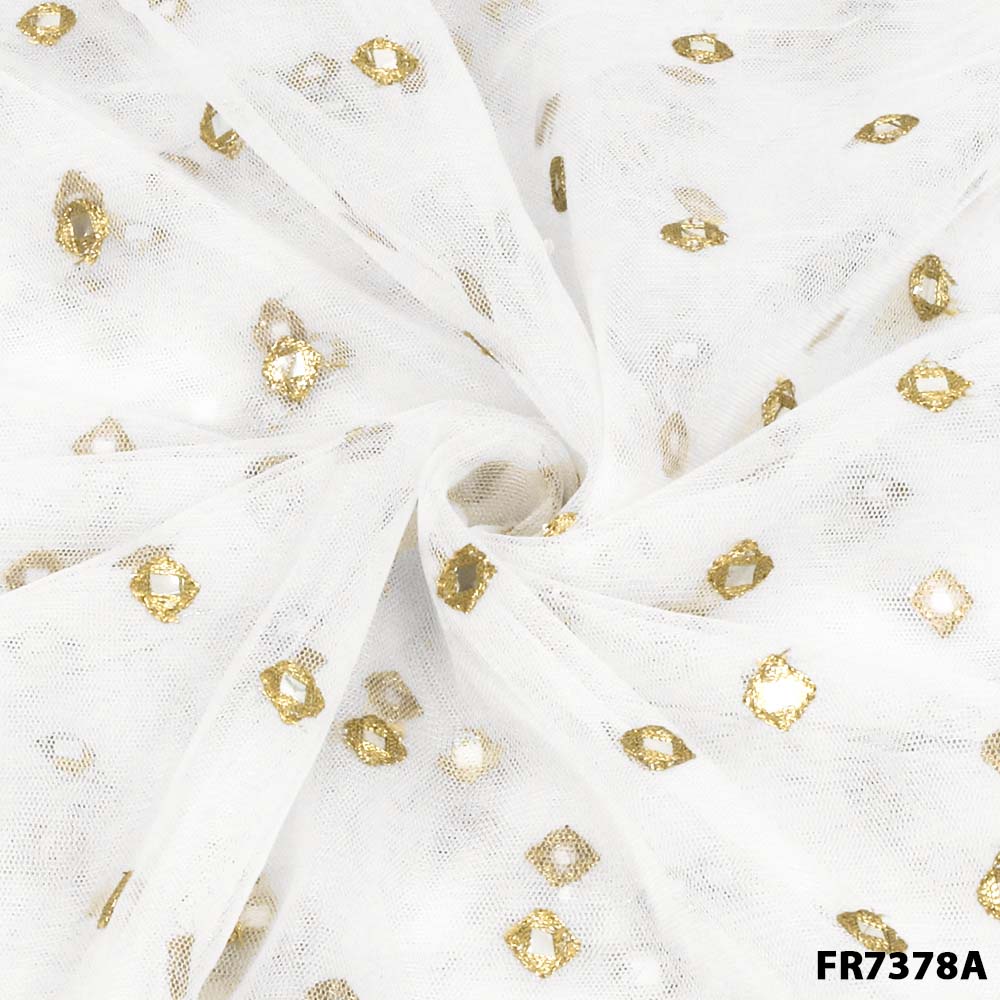 Dyeable Zari Faux Mirror Net FR7378