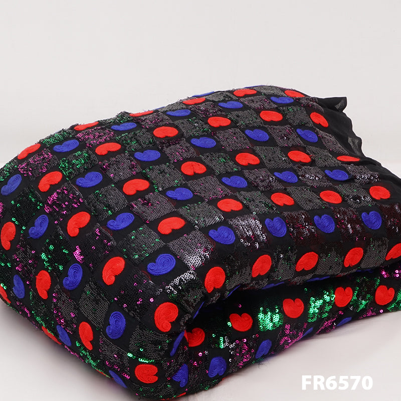 Embroidered Sequins Georgette Fabric-FR6570