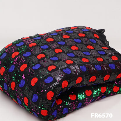 Embroidered Sequins Georgette Fabric-FR6570