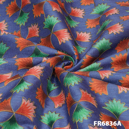 Zari Printed Linen Silk Fabric FR6836