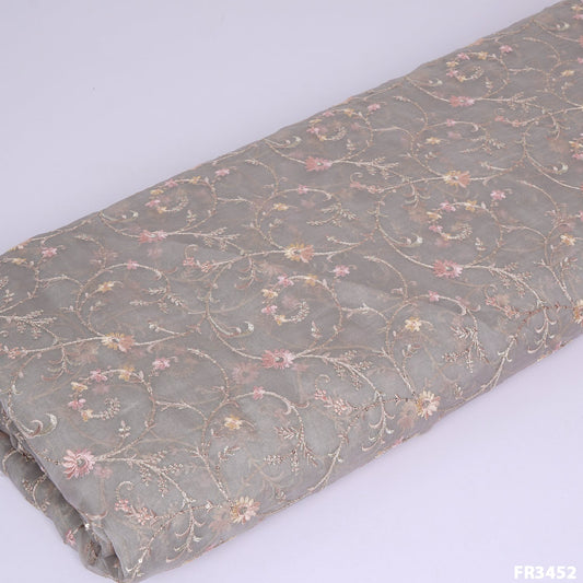 Embroidered Pure Organza Fabric-FR3452
