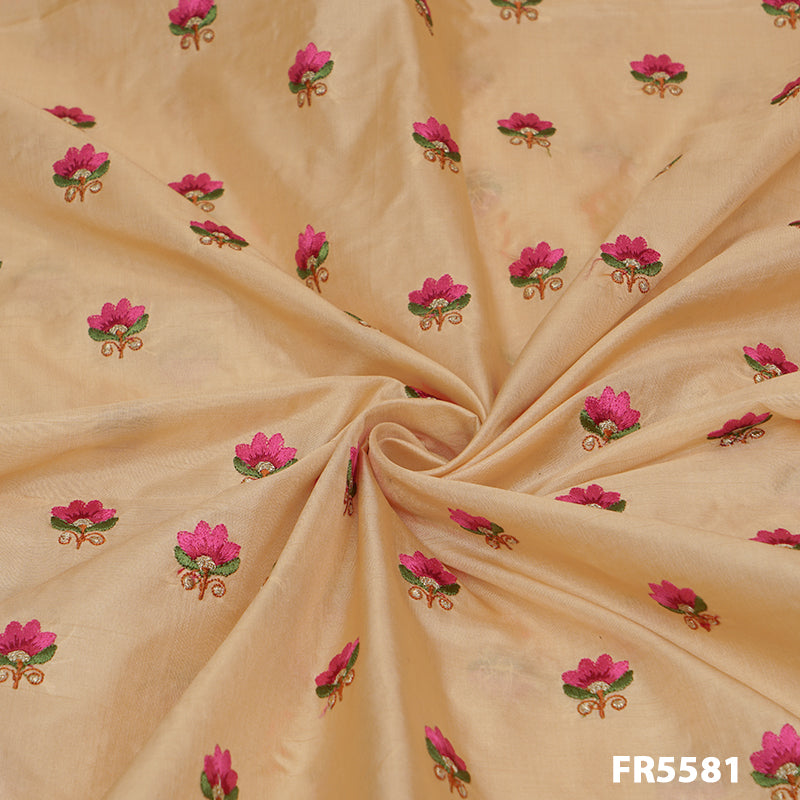 Embroidered Silk Fabric-FR5581
