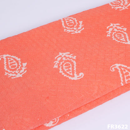 Printed Embroidered Georgette Fabric-FR3622
