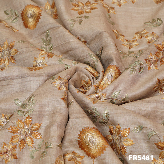 Embroidered Pure silk Fabric-FR5481