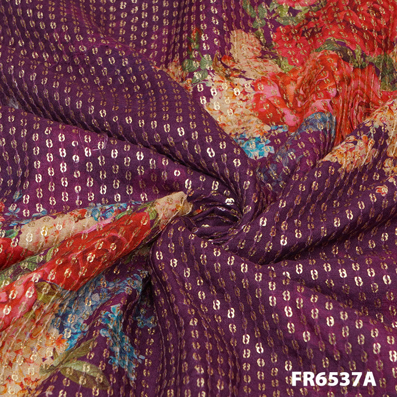 Printed Sequins Viscose Fabric-FR6537