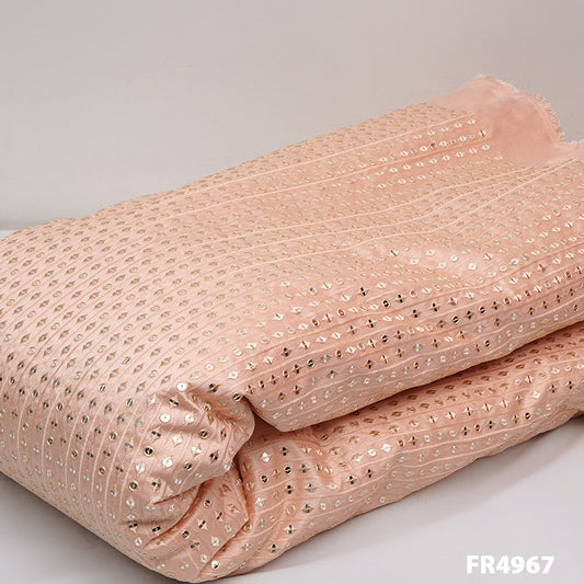 Embroidered Faux Mirror Dupion Silk fabric FR4967