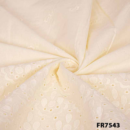 Embroidered Cut Work Cotton Fabric-Fr7543