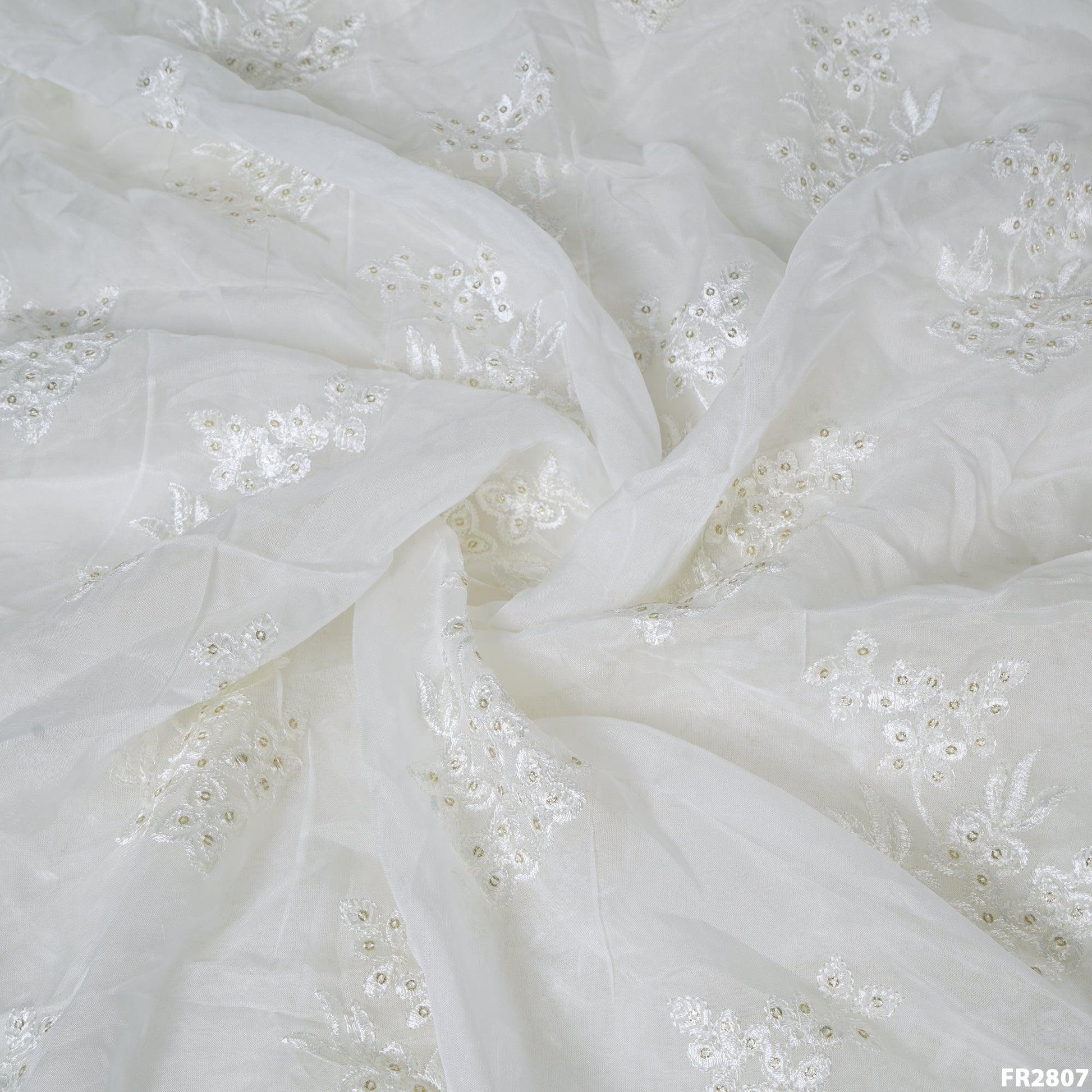 Dyeable Embroidered Sequins Opara Silk - Fabricroot