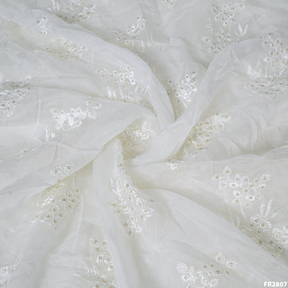 Dyeable Embroidered Sequins Opara Silk - Fabricroot