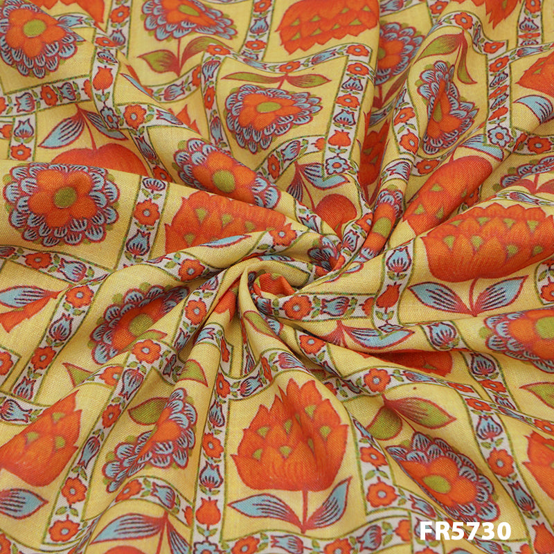 Printed Linen Cotton Fabric-Fr5730